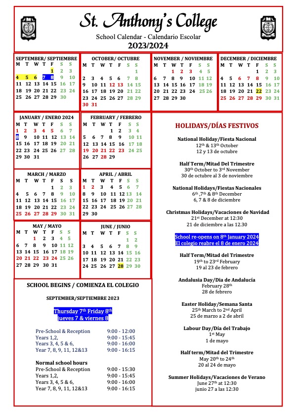 St Anthonys School Calendar 2024 24 Pris Ulrike St Anthonys School Calendar 2024 24 Pris Ulrike